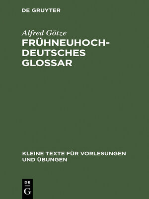 cover image of Frühneuhochdeutsches Glossar